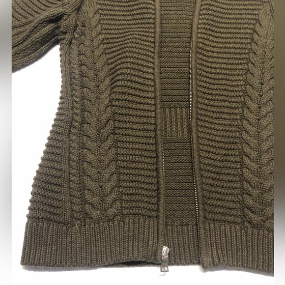 GAP Women’s Cable Knit Olive Green Zip-Up Sweater/Jacket - Picture 5 of 16